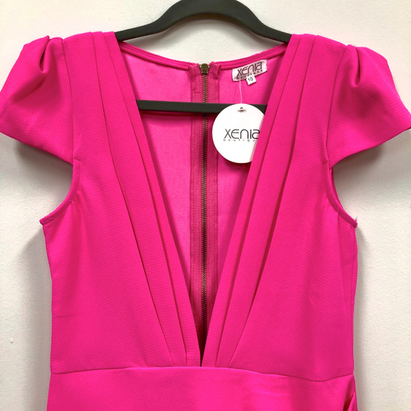 NWT Xenia Deep V Hot Pink Dress - Picture 4 of 5